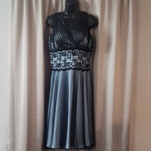 Chic Black and Gray Lace Midi Dress